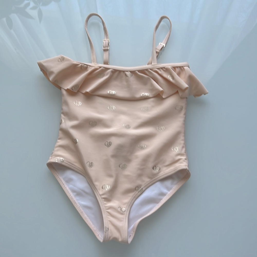 Chloe - logo-print ruffle-detailed swimsuit Sz 3